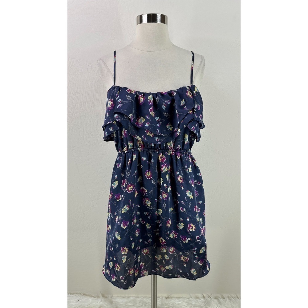 Gianni Bini Floral Ruffle Spaghetti Strap Mini Dress